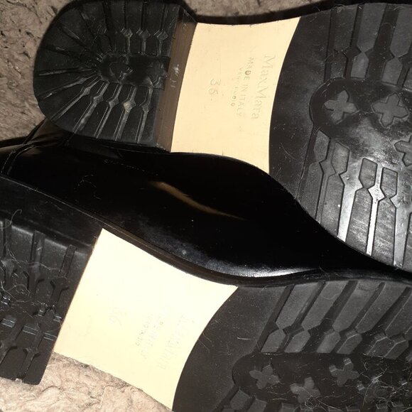 MAXMARA-Black Patent Leather Ankle Boots-Pull-On-Sz 36/6-Excellent - Picture 8 of 8